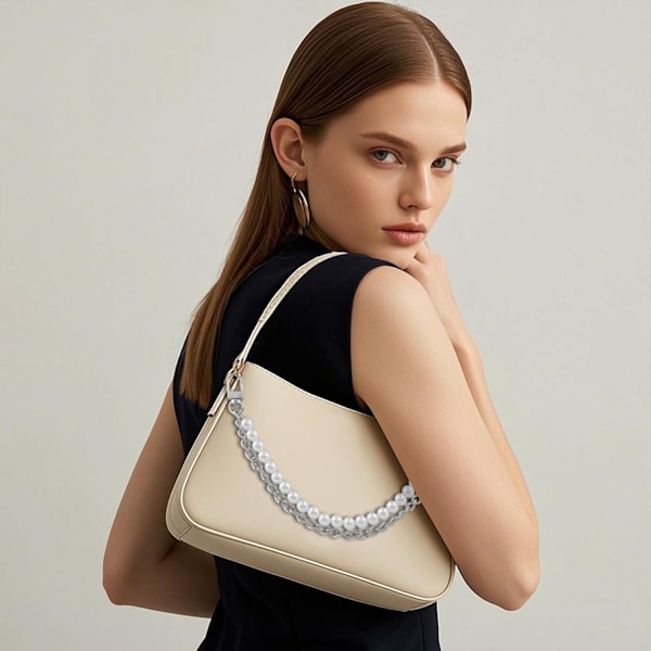 (31 cm Sølv) Taske Forlængerkæde, 2 stk. Taske Forlængerkæde, Perle Taske Charms til Håndtasker, Metal Taske Rem Forlænger Erstatning til Håndtasker Crossbody