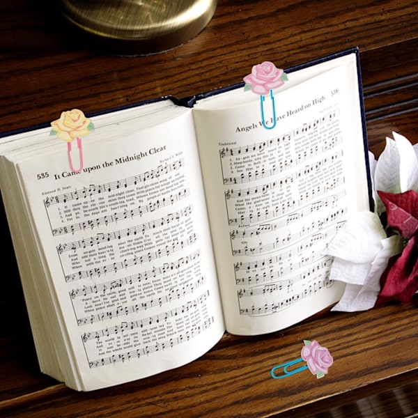 Tilfældig Farve 80 stk. Rose Papirclips Blomster Blad Binder Papirclips Klemmer med Klar Æske Bogmærker Metal Planner Memo Dispenser til Kontorartikler Sc
