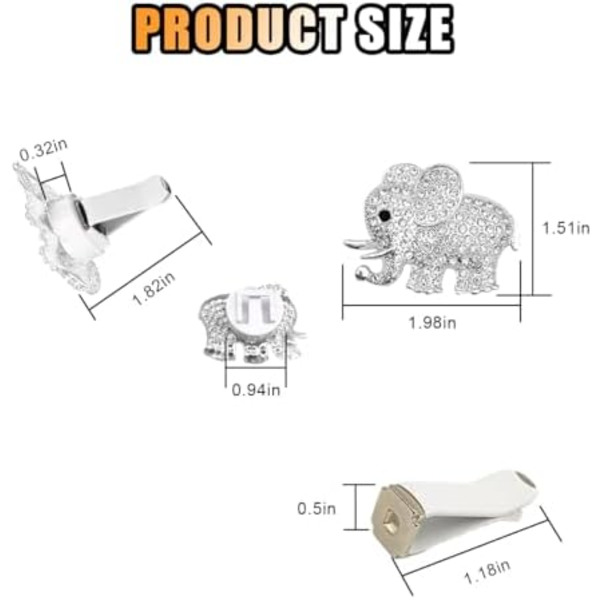 2 stk Krystalldiamanter Bil Luftventil Klipp, Elefant Bling Charms Krystall Bil Luftventil Klipp Bil Luftfrisker Diffuser, Bling C