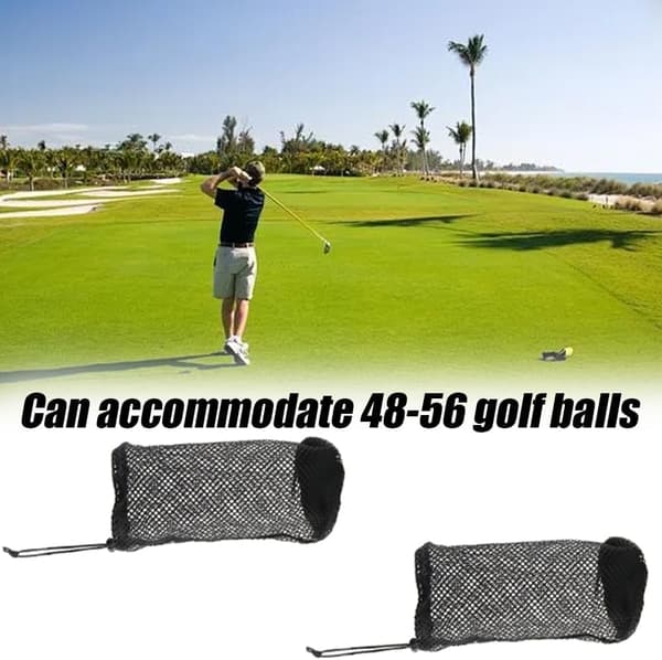 2 stk. Sort Nylon Mesh Golfpose Snørepose Opbevaringspose Rummer 48-56 Golfbolde