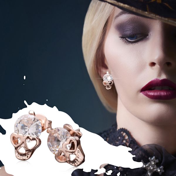 Hodeskalle Studs Kvinders Gothic Cool Statement Skelet Smykker Candy Skull Øreringe