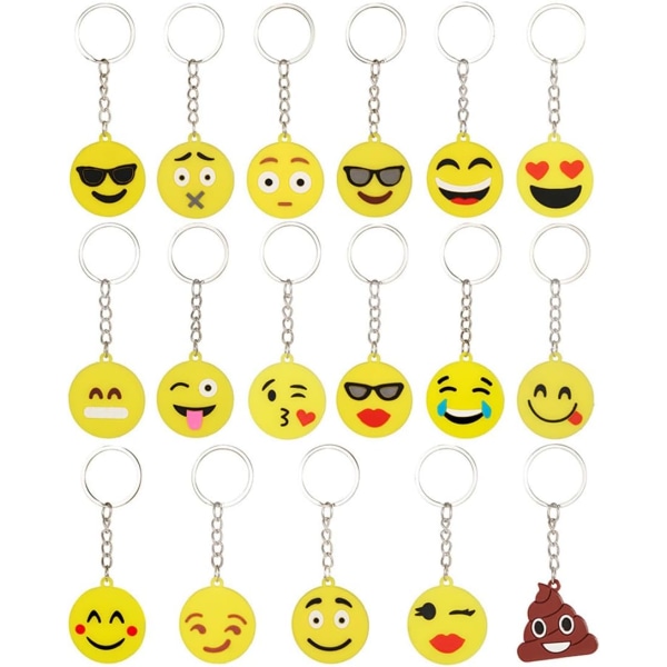 6 stk Emoji-uttrykksikon nøkkelringer for bursdagsbarnefest bagfyllere