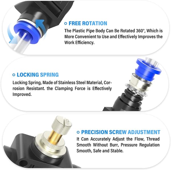 5 st 4 mm OD Luftflödeskontrollventil med Push-to-Connect-koppling, Rak Hastighetsregulator