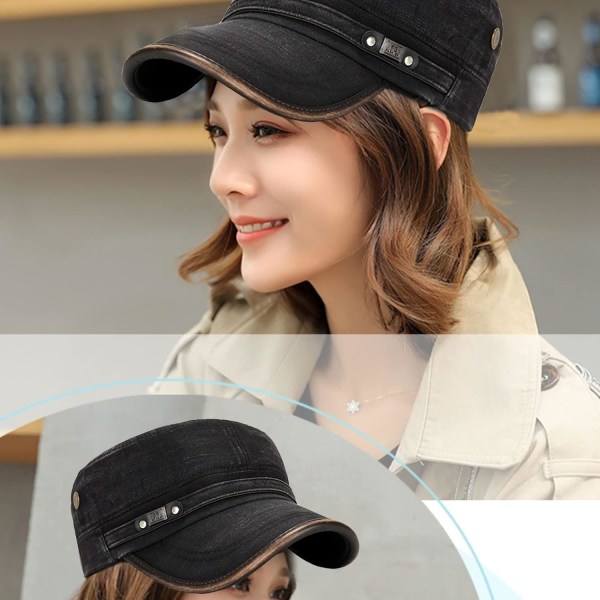 Flat Top Cap, Bomull Baseball Cap, Klassisk Vanlig Vintage Army Mil
