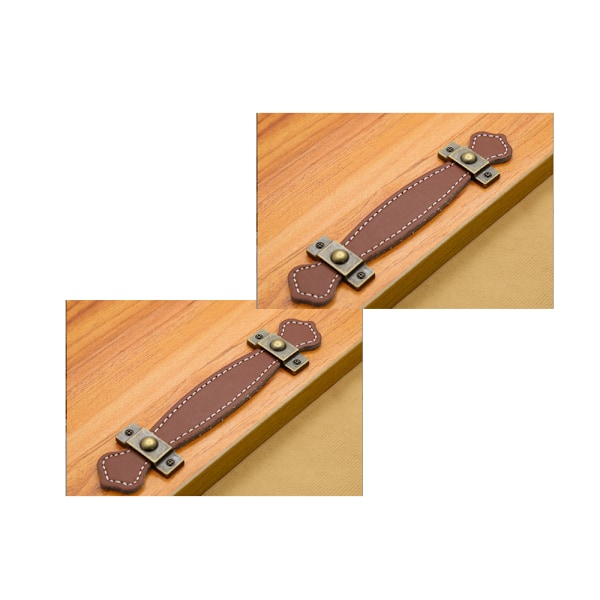 5 st lådor, skåp, dörrhandtag, läderhandtag, röd 128mm