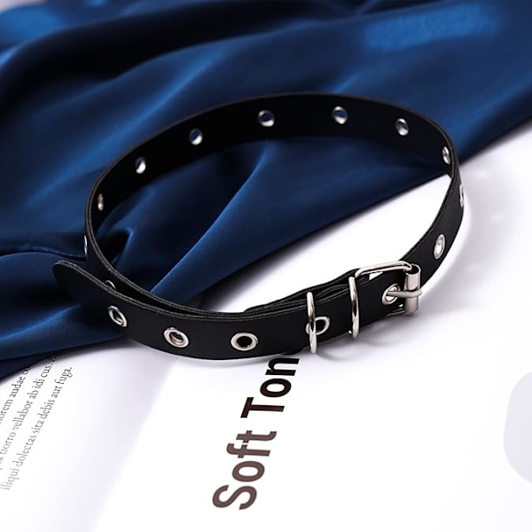 1 stk. PU Læder Halskæde Grommet Øjelet Choker til Kvinder Mænd Punk Krave Goth Emo Tilbehør