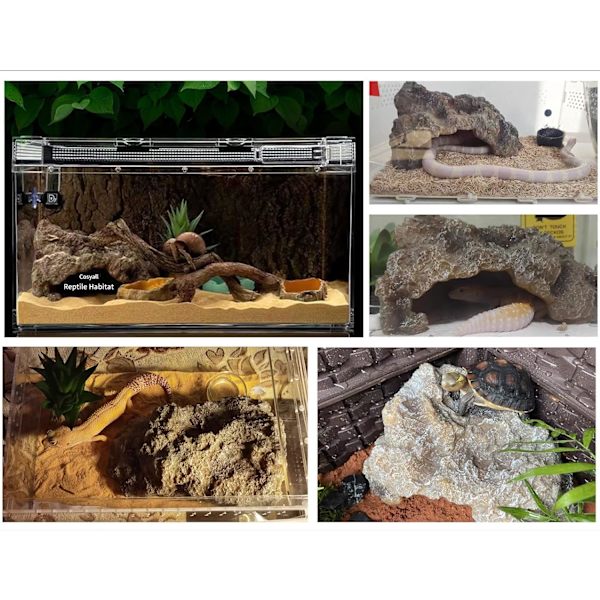 (M)Reptil Rock Reptil Skjul Hule Gemmested Terrarium Habitat Dekoration