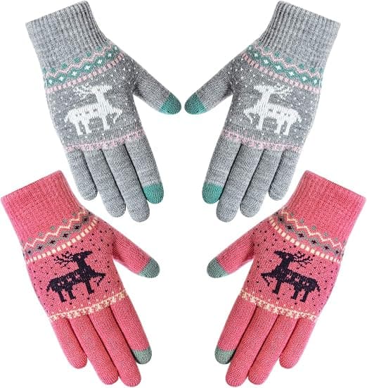 2 st Vinter Touch Screen Handskar Hjort, Varma Fleecefodrade Texting G