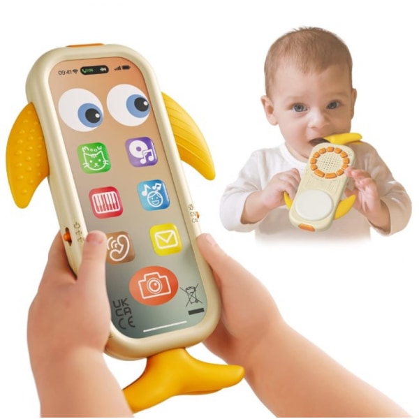 Babytelefonleksak, Uppladdningsbar Barntelefon 18 Månader Valtelefonleksak med Ljud, Siffror och Lig