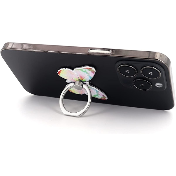 Lysegrøn Sommerfugl Mobiltelefon Ringholder Finger Ring Greb Stand 360° Rotation 180° Flip Universal Støtteben Kompatibel med Alle Smartphones