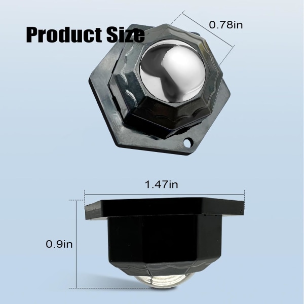 Mini Caster Wheels för små apparater, 360°Rotation självhäftande Caster Wheels, rostfritt stål R