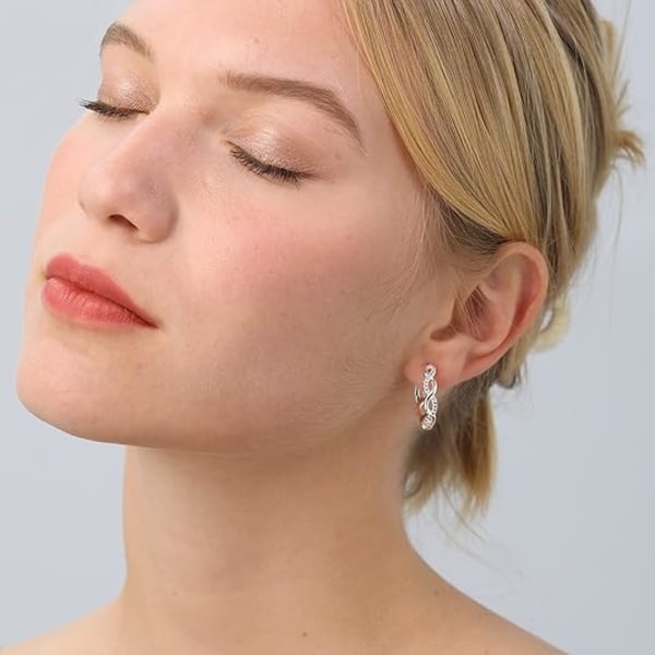 Øreringe Bøjler til Kvinder Letvægts Snoede Bøjleøreringe Med Cubic Zirconia (30MM)
