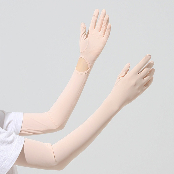 2 par solbeskyttende handsker til kvinder med lang solbeskyttelse og touch screen-funktion Jelly Orange and Gray