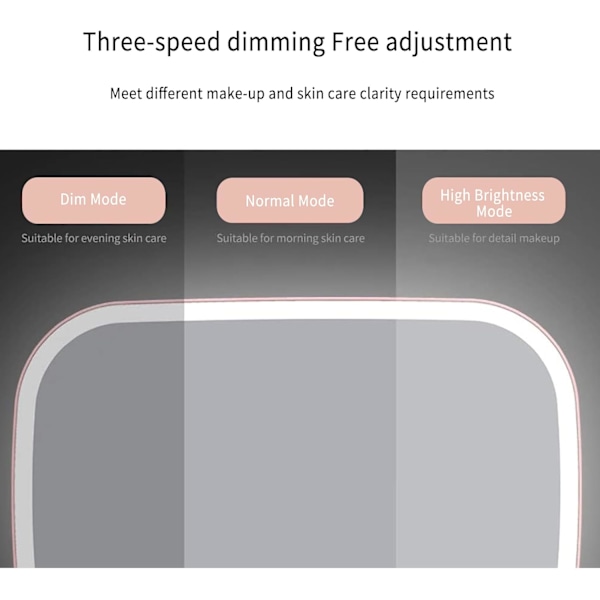 (Rosa) Bilsminke Speil, Bilsminke Speil Oppladbart Bilsolskjerm Speil med 3 Lysmoduser 7,8 Tommer Berøringsskjerm Unive