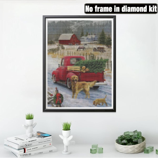 (30x40cm)DIY 5D Jule Diamantmaleri Julebil Fuld Tilbehør, Dyrebroderi Diamant