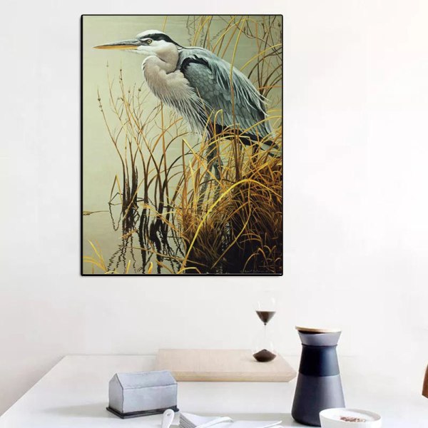 (30x40cm)5d DIY AB-diamantmaleri Great Blue Heron Looks F