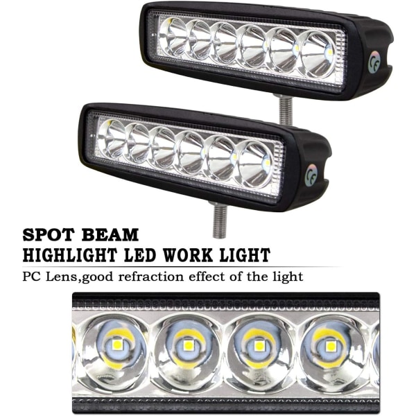 Arbetsljus LED Bar 12V 18W 15cm Spotlight Vattentät IP67 Spot Dimljus för 4x4 Motorcykel Car Tru
