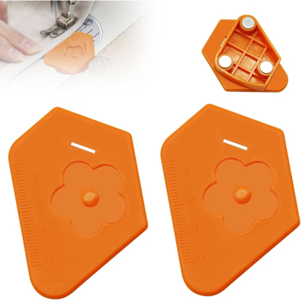 Magnetiska sömnadsguider för symaskin, Orange Plommonblomma, Magnetisk sömnadsguide, Sömnadsguide med skala för symaskin, Magnetisk sömnadsguide