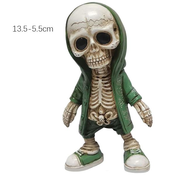 2 Statuer Seje Skelet Figurer Harpiks Kunsthåndværk Statue Skull Sculp