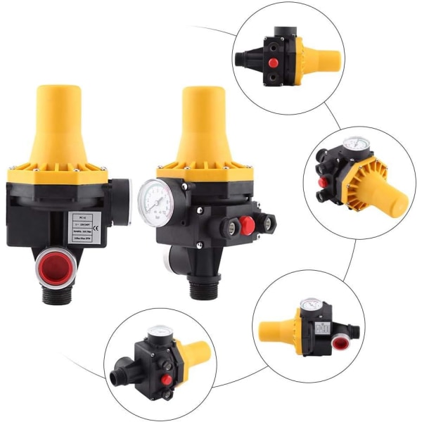Vandpumpe trykkontroller, 220V 10A Automatisk vandpumpe kontrolkontakt med tryk