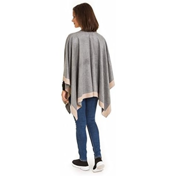 Damekappe Poncho Ruana Kappe Cardigan Genser Åpen Front for Høst Vinter