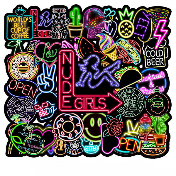Vedenpitävät graffititarrat, graffititarrat, neon-graffititarrat kannettaville tietokoneille, moottoripyörille 100pcs