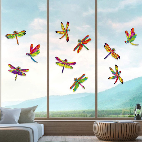 Window Stickers - 10 Stunning Dragonfly Decorative Static Cl