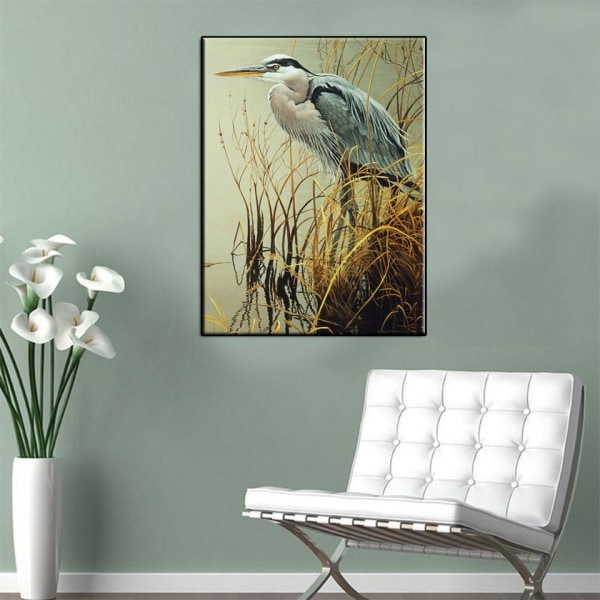 (30x40cm)5d DIY AB-diamantmaleri Great Blue Heron Looks F