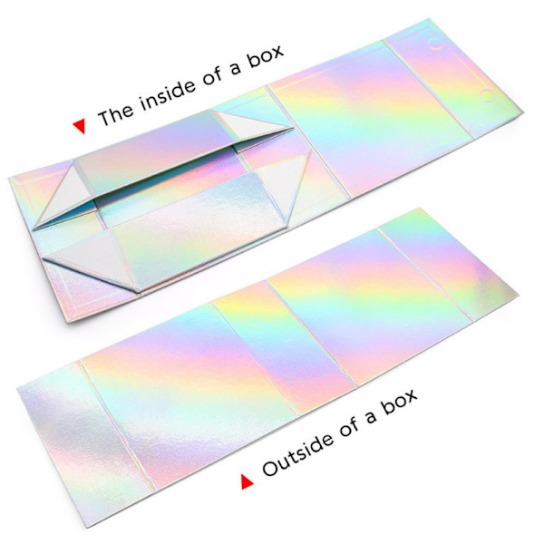 Magnetiske gaveesker med lokk (1 stk), 20x18x8 cm Store gaveesker, holografisk sølv Luksus sterk
