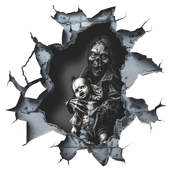 Halloween wall stickers horror wall-breaking mother and child zombie living room home beautification