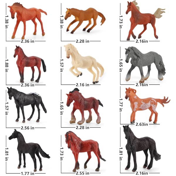 12 stk. realistiske mini hestefigurer legetøjssæt arabisk hest hannover hest morgan hingst