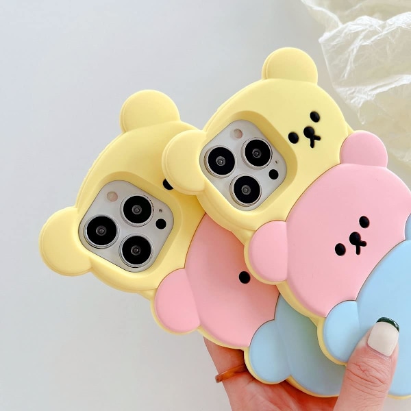 Skal för iPhone 16 Pro Max Kawaii Mobilskal 3D Silikon Tecknad Godisbjörn Roligt Sött Skal Mjukt Gummi Stötsäkert Skyddsskal Kvinnor Flickor för iPhon