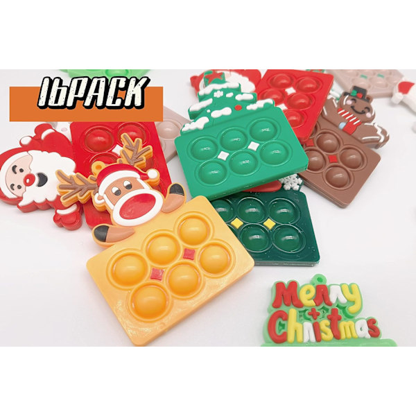 16-pack julmini-nyckelringsset, julnyckelring tomte älg snögubbe julgran pepparkaksgubbe nyckelring för K