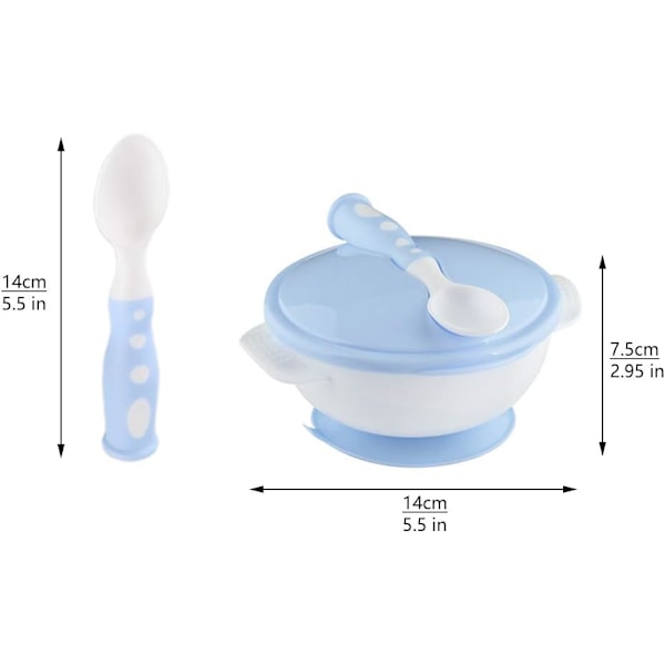 2-pak Baby Spiseskåle med Sugekopper, Baby Spiseskål med Lækagesikre Låg og Silikoneskeer, Sugekopskål til Småbørn
