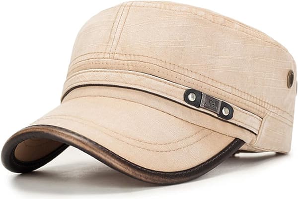Flat Top Cap, Bomull Baseball Cap, Klassisk Vanlig Vintage Army Mil