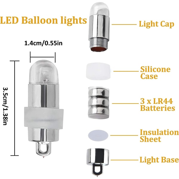 (Varm vit, icke-blinkande) LED-ballonglampor 30 st LED-papperslyktor