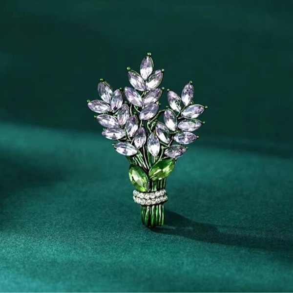 （Lilla）Lavendelblomst broche krystal rhinestones tulipan broche elegante tilbehør smykker kvinder brocher og pins mode