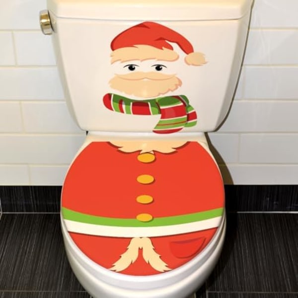 Hauskan Joulupukki-WC-kannen ja -säiliön tarrat kylpyhuoneen koristeluun