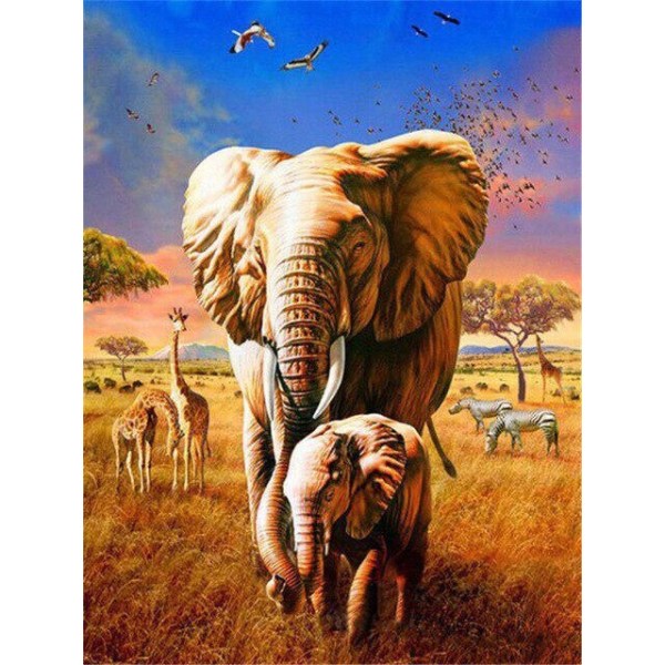 30 x 40 cm ,éléphant d'afrique Diamond Painting Broderie Diaman