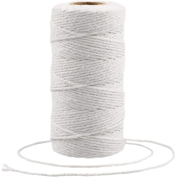 2mm 100m makramérep, bomullsrep, naturligt makramérep för bakning, matlagning, DIY, jul White