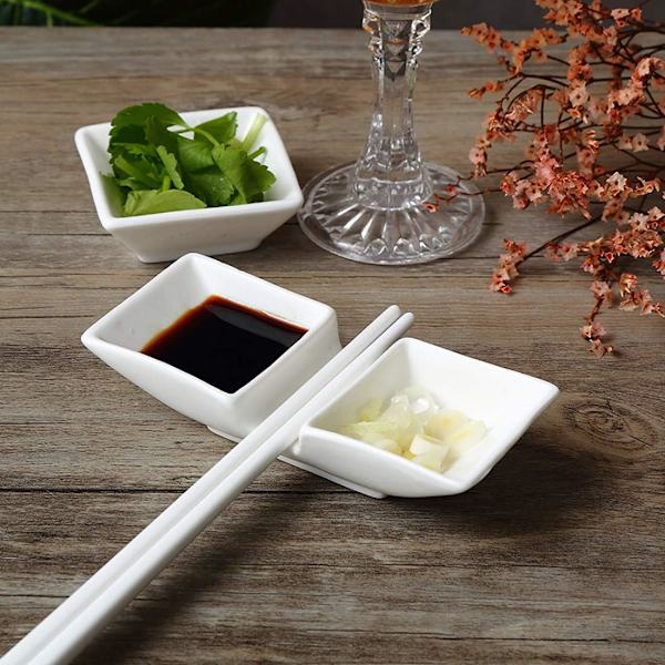 8 stk. Keramiske bådformede spisepindestøtter med 2 rum til saucefad, Japansk fin porcelæn spisepinde ske gaffel