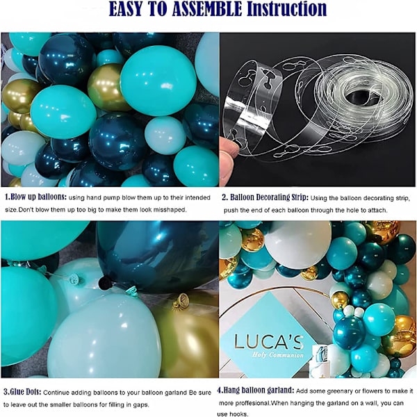 Ballong Combo Kit Blå Ballong Dekoration Kit Ballong Kedjeset Latex Ballong Bröllop Födelsedagsfest
