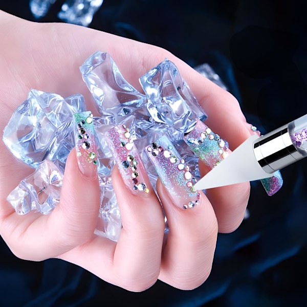 2-pack Diamantkonst Målningsprickpenna, Dubbelsidig Applikator för Strass, Plockverktyg för Nagelstenar Flatback Swarovski Kristall DIY med 4 Extra Spetsar