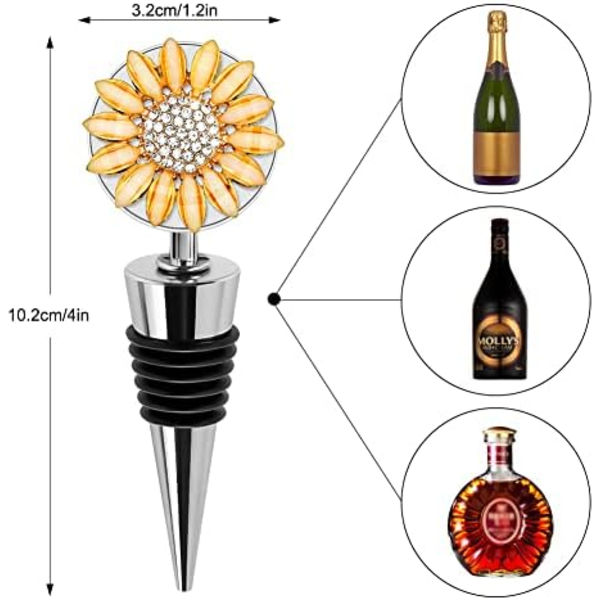 1 Pak Dekorative Vinstoppe, Delikat Diamantbesat Vinstop med Dyre- og Plantemotiver, Genanvendelig Drikkevare B