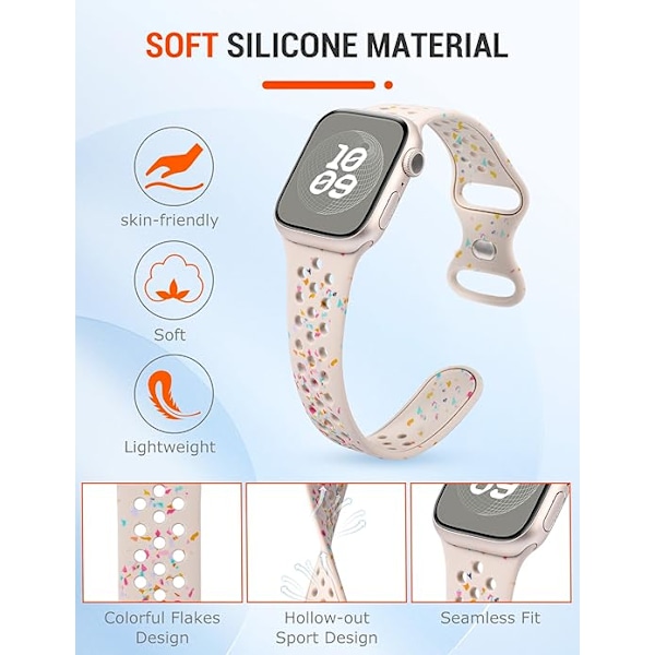 Sportband Kompatibel med Apple Watch Band 42/44/45/46/49mm för Kvinnor Män, tillverkad av Återvunnen Plast - Mjukt Ventilerande Armband för iWatch Serie 10 SE