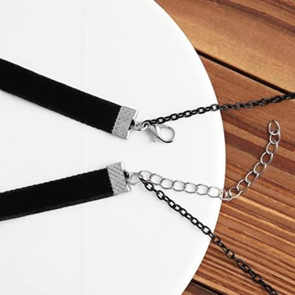 Choker Halskæde til Kvinder, Sort Fløjl Choker, Lagdelt Halskæde, Goth Smykker til Kvinder