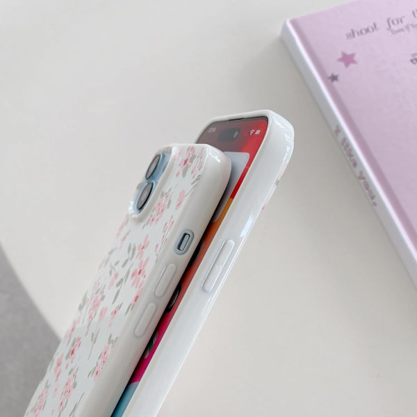Kompatibel med iPhone 13 Skal - Rosa Sött Rosa Blommönster Vackert Telefonskal, Upphöjt Kameraskydd Mjukt Slim TPU Stötsäkert Telefonskal för G