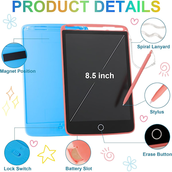2-pack LCD-ritplatta ritplatta ritplatta 8,5 tum doodle Sc