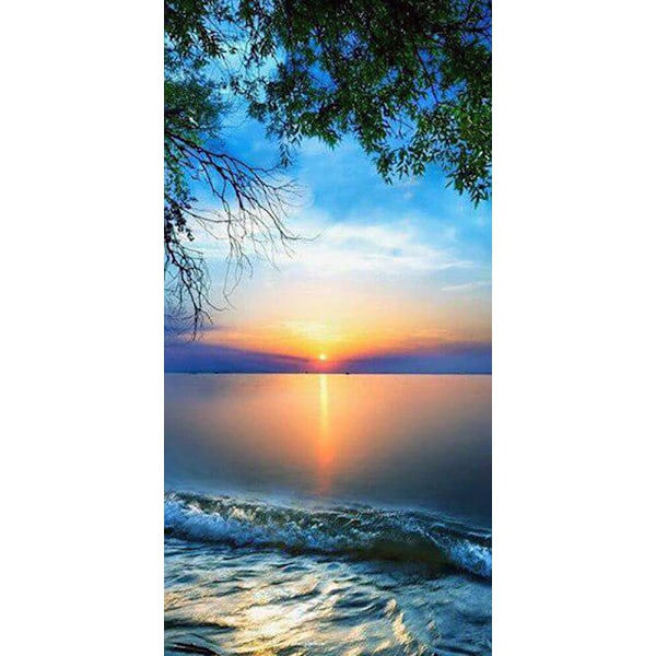 30 x 40 cm, Solnedgang over havet Diamantmaleri Broderi Di