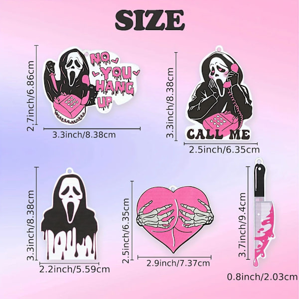 5 st julbilsprydnader, hängande rosa spöke Halloween inredningstillbehör för bil hemmakontor